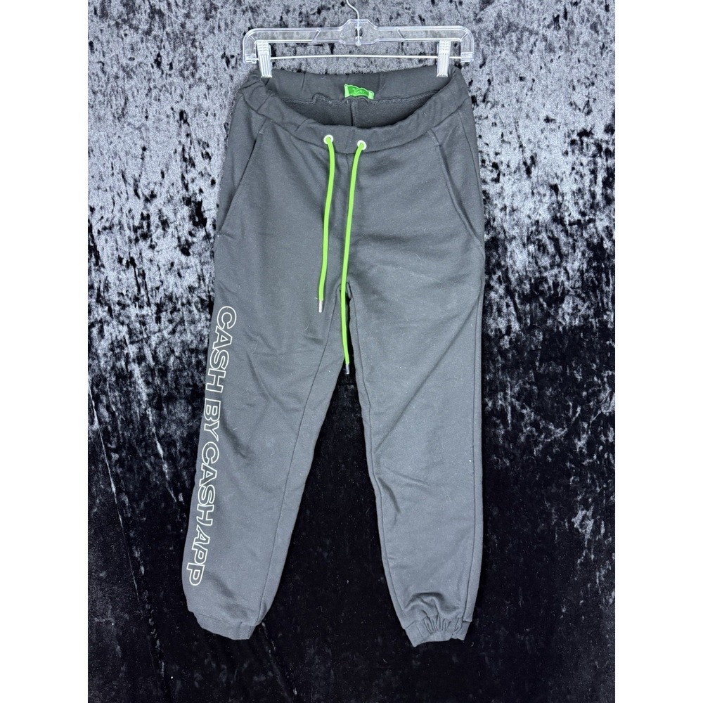 CASH BY CASH APP Joggers Adult XS Black Drawstring Heavyweight Logo
